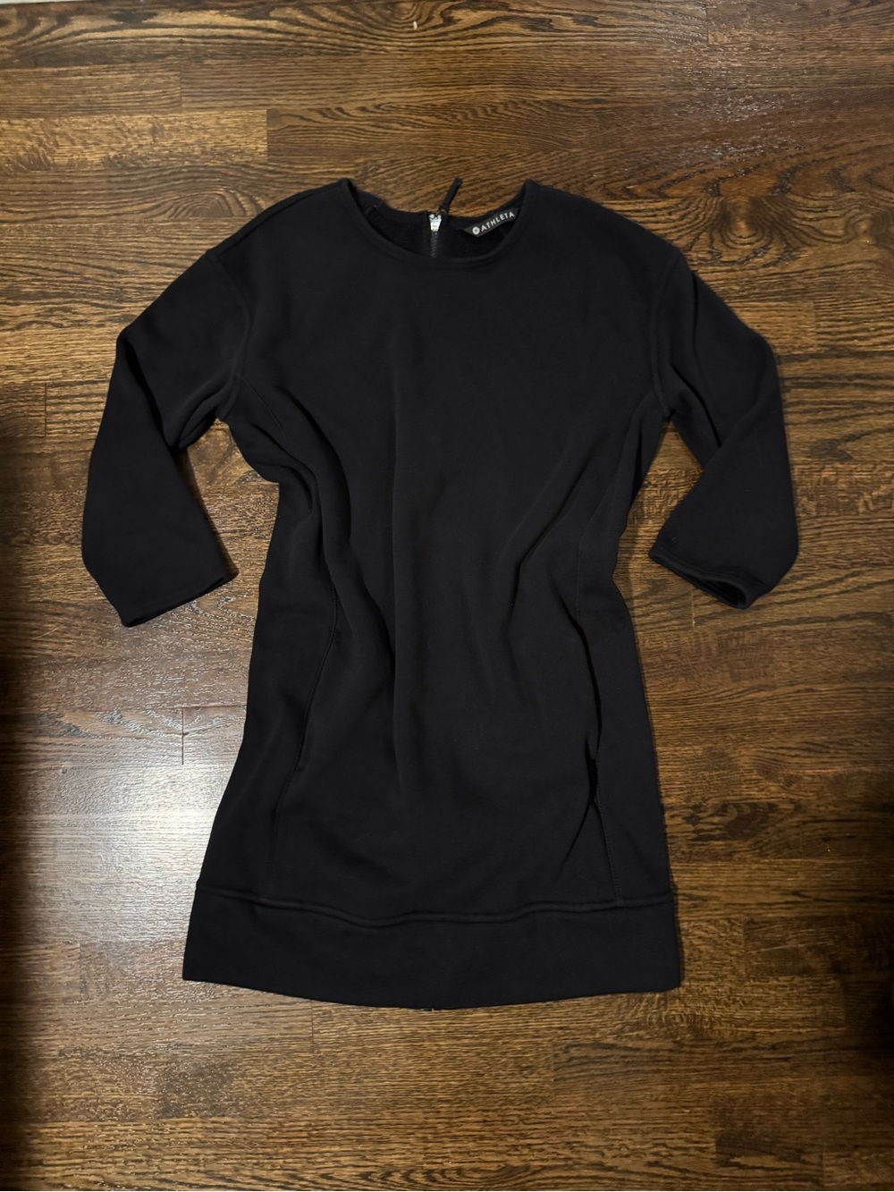 Athleta Cozy Black Karma Back Zip Fleece Dress